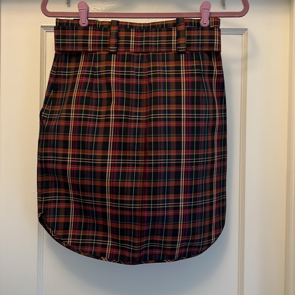 Sandro Plaid Print Knee-Length Skirt Belted with Pockets - Picture 6 of 7